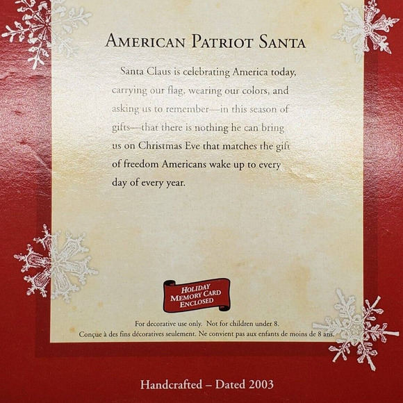 Hallmark Keepsake Collector Ornament American Patriot Santa 2003 - Picture 3 of 5